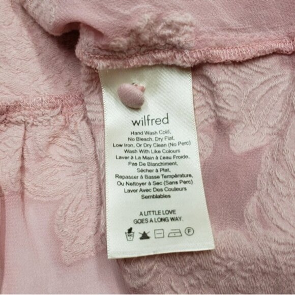 Aritzia Wilfred Pink Sheer Floral Distressed Blouse Peplum Augustine Size Large - Picture 10 of 15